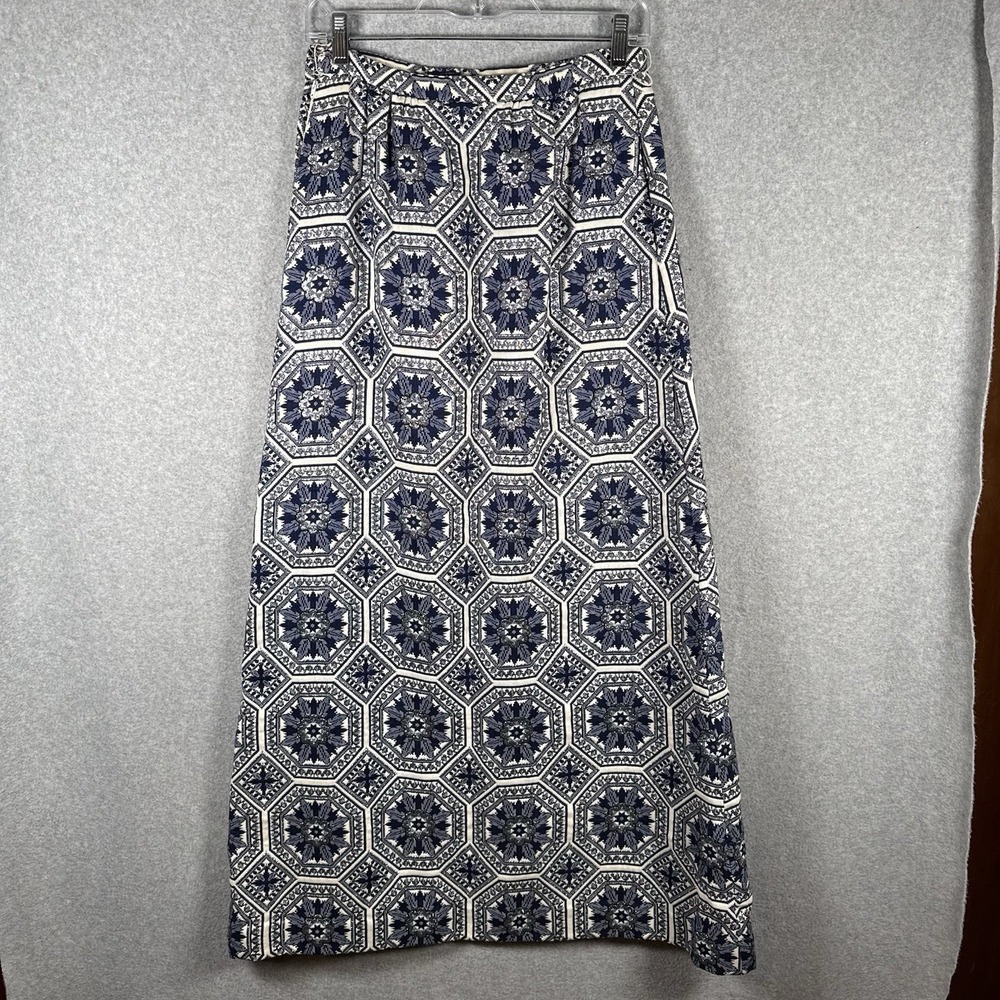 Nelly de‎ grab skirt womens 26" vintage maxi knit lined 70s blue tapestry